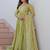 Tantalizing Pista Green Organza Mehendi Wear Gown With Dupatta