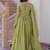 Tantalizing Pista Green Organza Mehendi Wear Gown With Dupatta