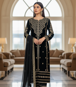 Black Velvet Party Wear Embroidery Work salwar Suit 
