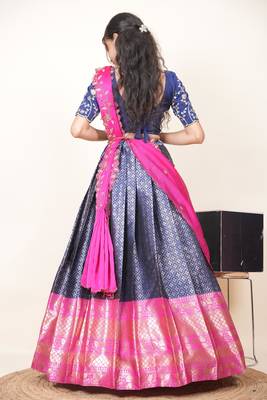 Navy Embroidered Taffeta lehenga choli 2