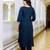 Dark navy bule embroidered viscose chanderi kurta pant with printed jacquard dupatta