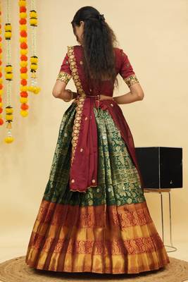 Green Embroidered Taffeta lehenga choli 2