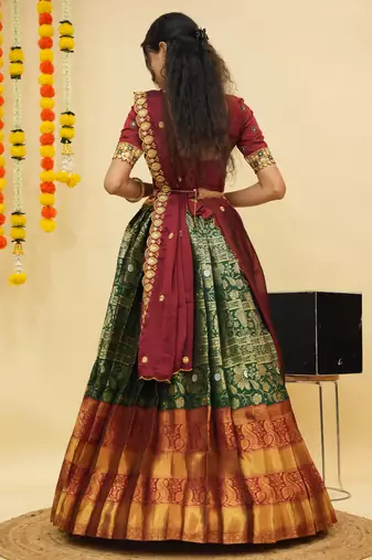 Green Embroidered Taffeta lehenga choli