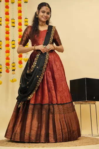 Maroon Embroidered Art Silk lehenga choli