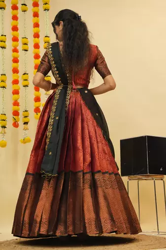 Maroon Embroidered Art Silk lehenga choli