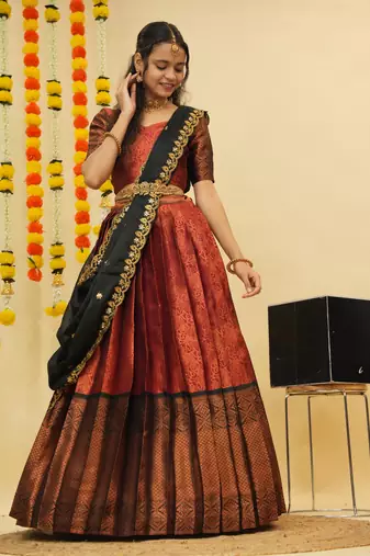Maroon Embroidered Art Silk lehenga choli