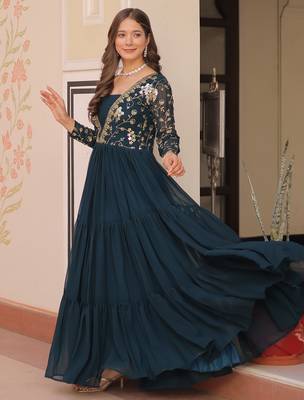  Rama Green Sequins Embroidered Gown 5