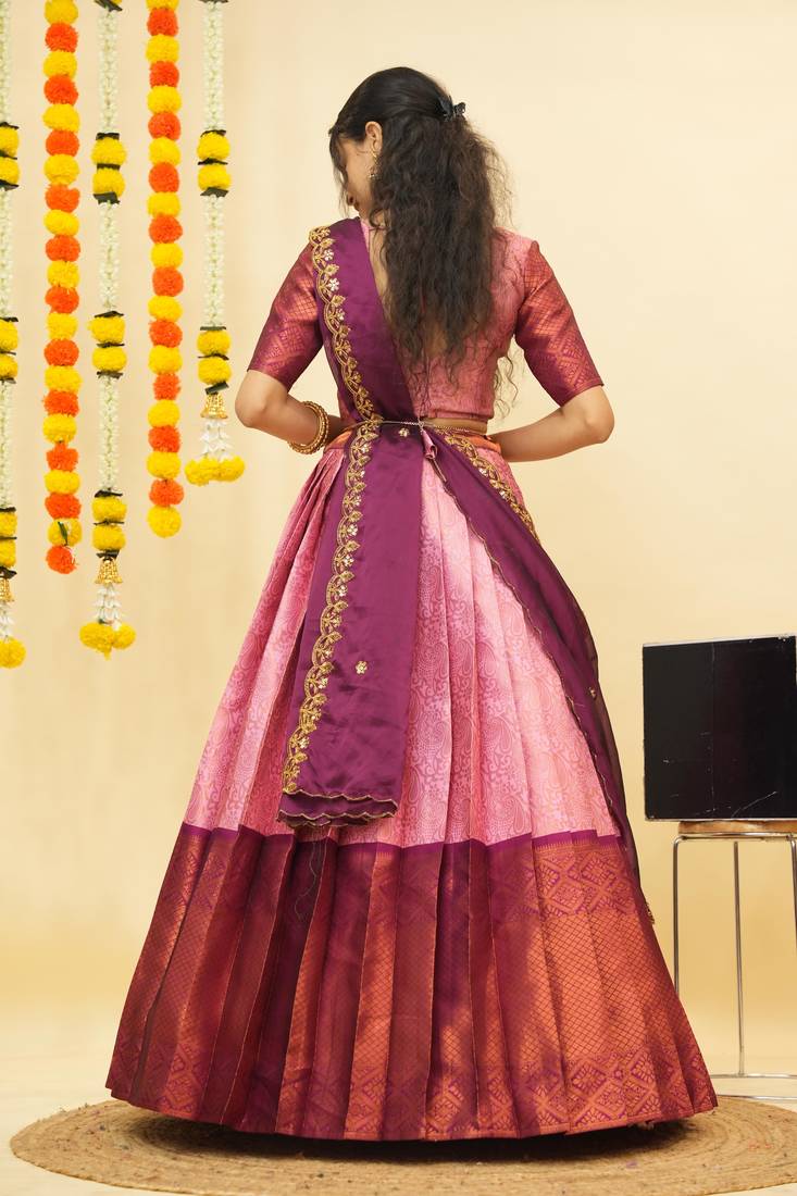 Pink Embroidered Art Silk lehenga choli