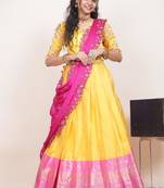 Yellow Embroidered Taffeta lehenga choli