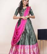 Green Embroidered Taffeta lehenga choli