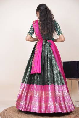 Green Embroidered Taffeta lehenga choli 2