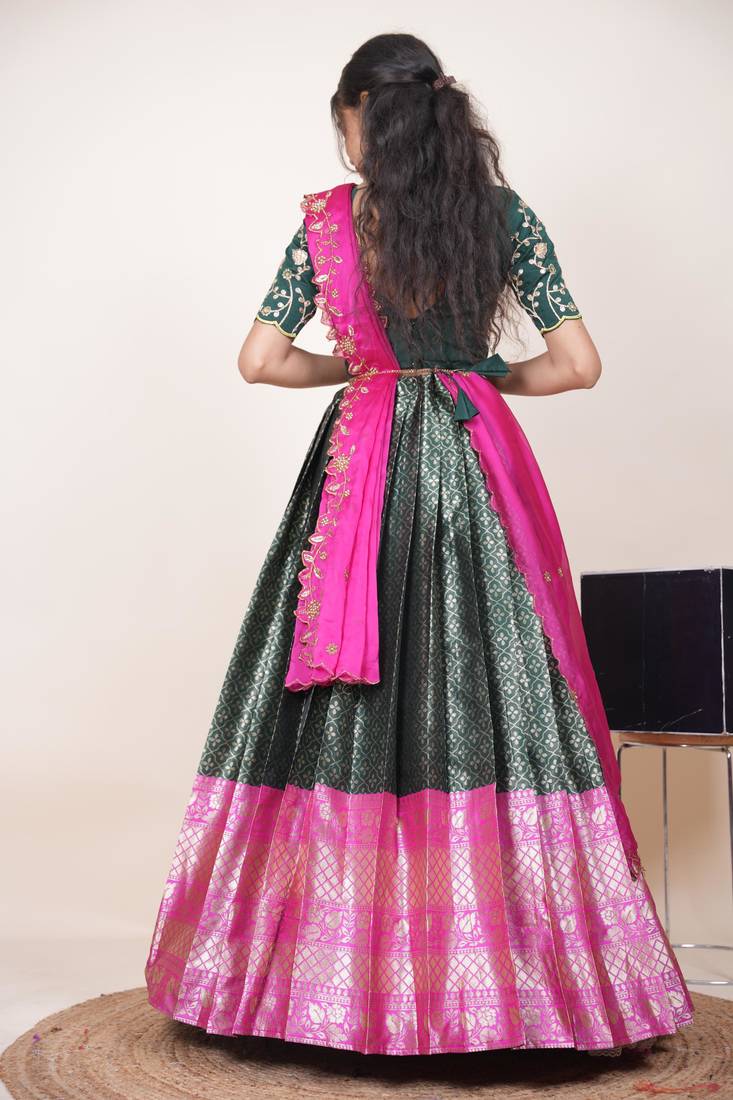 Green Embroidered Taffeta lehenga choli