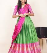 Green Embroidered Taffeta lehenga choli