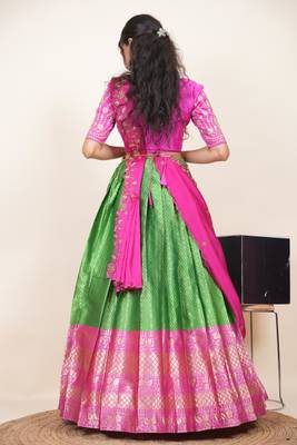 Green Embroidered Taffeta lehenga choli 2