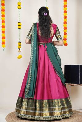 Pink Embroidered Art Silk lehenga choli 2