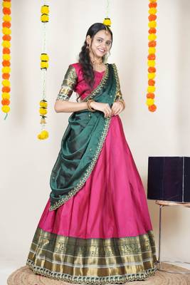 Pink Embroidered Art Silk lehenga choli 3