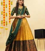 Yellow Embroidered Taffeta lehenga choli