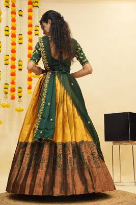 Yellow Embroidered Taffeta lehenga choli 2