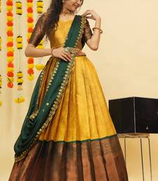 Yellow Embroidered Art Silk lehenga choli