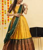 Yellow Embroidered Art Silk lehenga choli