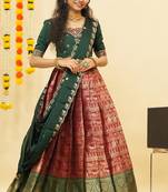 Maroon Embroidered Satin lehenga choli