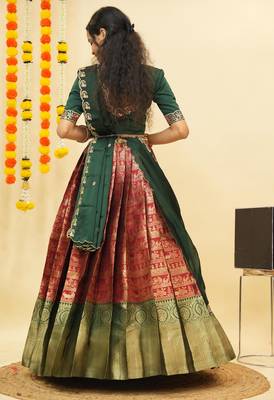 Maroon Embroidered Satin lehenga choli 2