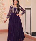 Purple Georgette Sequins Traditional Anarkali Gown