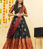 Black Embroidered Art Silk lehenga choli