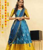 Turquoise Embroidered Art Silk lehenga choli