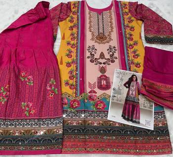 pink heavy crepe digital print palazzo suit-Full Stitched Free size 3