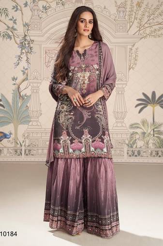 ilac heavy crepe digital print palazzo suit-Full Stitched Free size