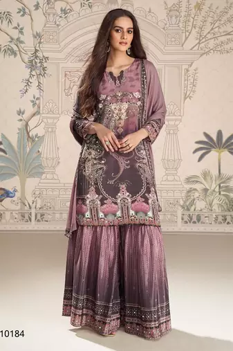 ilac heavy crepe digital print palazzo suit-Full Stitched Free size