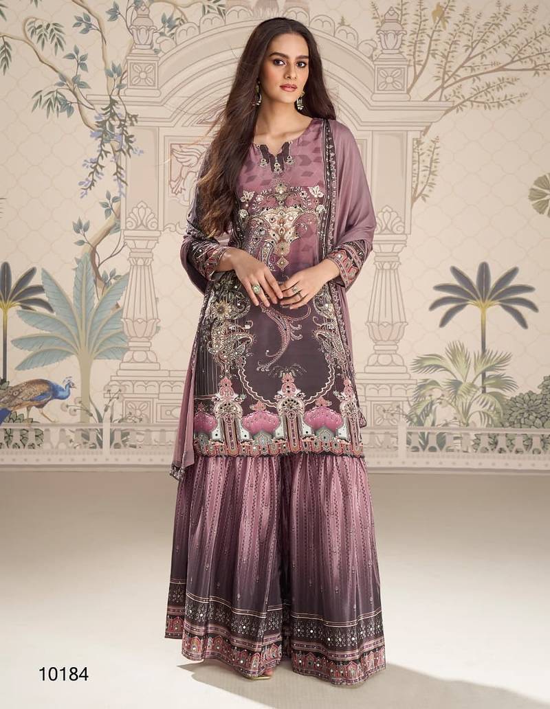 ilac heavy crepe digital print palazzo suit-Full Stitched Free size