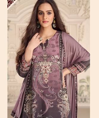 ilac heavy crepe digital print palazzo suit-Full Stitched Free size 2