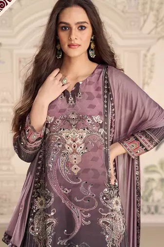 ilac heavy crepe digital print palazzo suit-Full Stitched Free size
