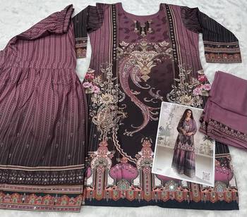 ilac heavy crepe digital print palazzo suit-Full Stitched Free size 3