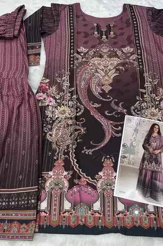 ilac heavy crepe digital print palazzo suit-Full Stitched Free size