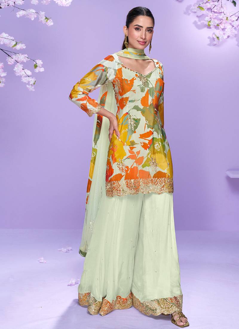 white floral_print chiffon salwar-kameez