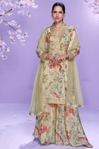 beige floral_print chiffon salwar-kameez
