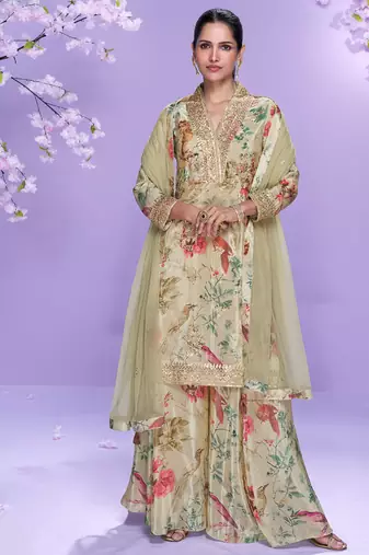 beige floral_print chiffon salwar-kameez