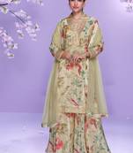 beige floral_print chiffon salwar-kameez