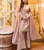 dark-pink embroidered banarasi salwar-kameez
