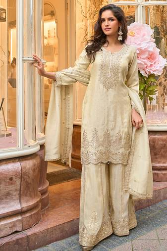 white embroidered banarasi salwar-kameez