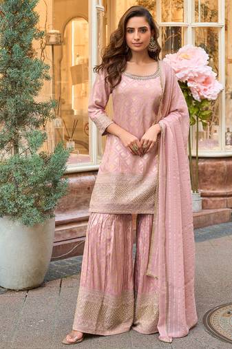 pink embroidered banarasi salwar-kameez