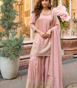 pink embroidered banarasi salwar-kameez