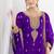 purple embroidered chiffon straight-suits