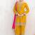 yellow embroidered chiffon straight-suits