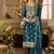 blue embroidered chiffon straight-suits