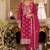 pink embroidered chiffon straight-suits