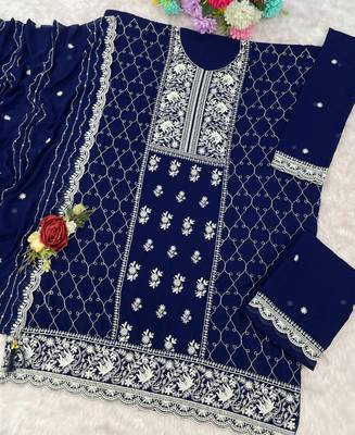 navy-blue embroidered georgette salwar-kameez 3